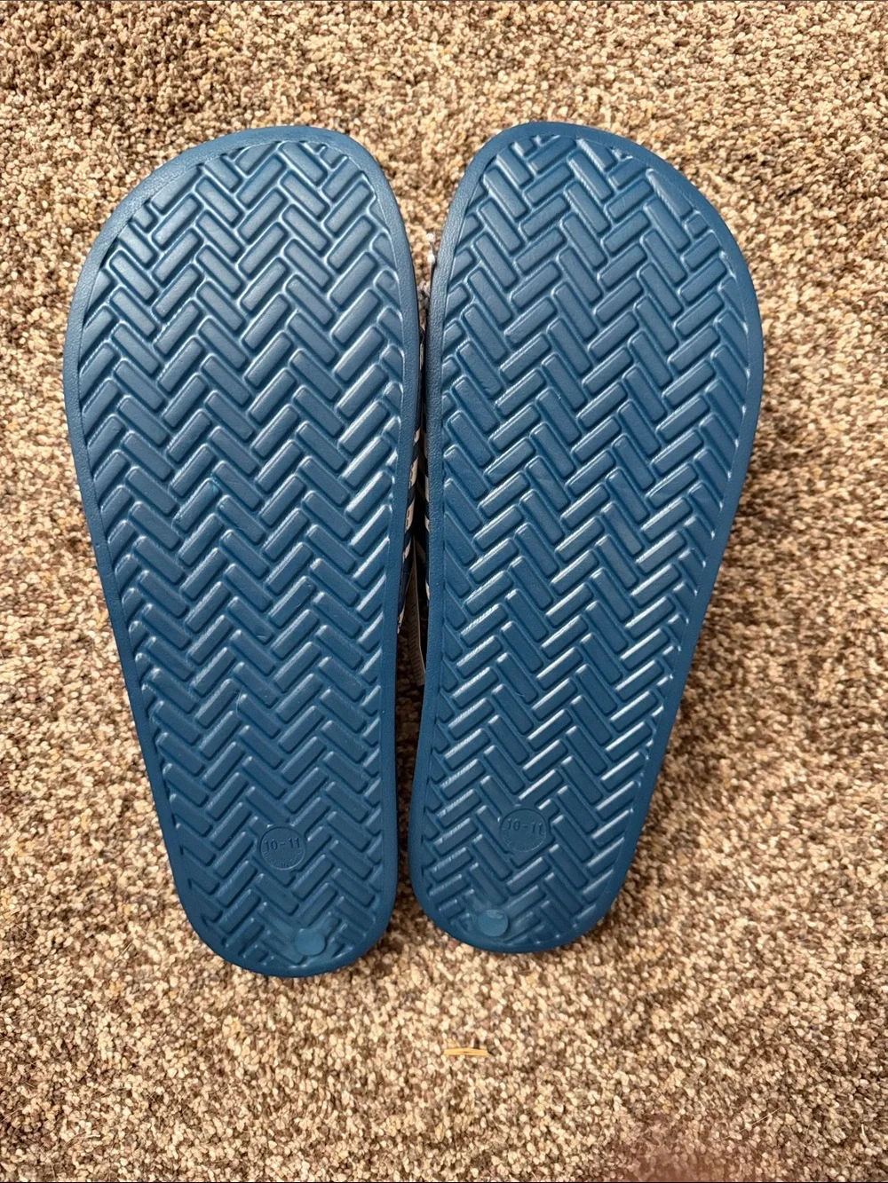 Old Navy Navy Blue Slide Sandals with White Stripes